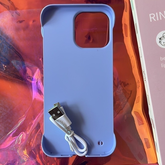 Brand New Selfie Ring Light Flip Phone Case for iPhone 14 Pro Max 3 Modes Blue - Picture 4 of 11